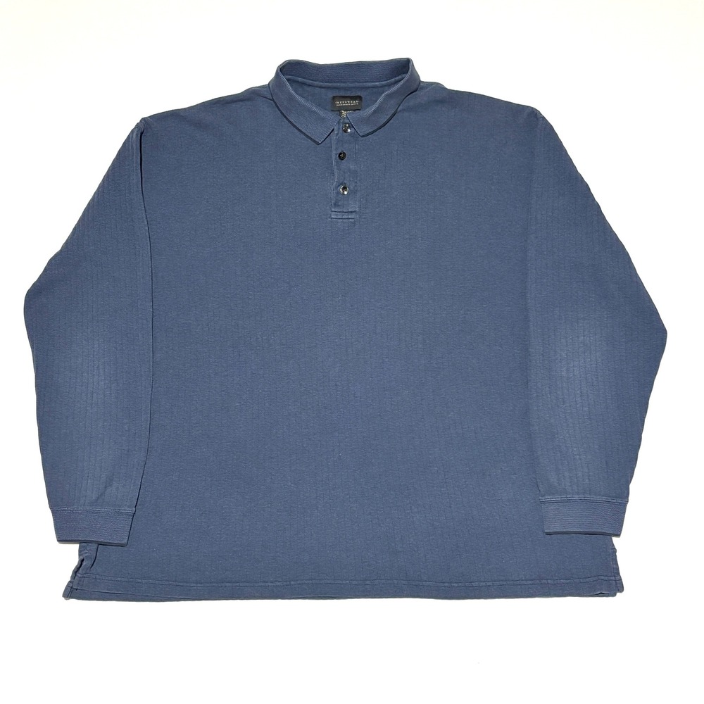 ALEXANDER LLOYD Menswear Blue Textured Long Sleeve Polo Shirt 2XLT Tall‎ Casual - Picture 2 of 7